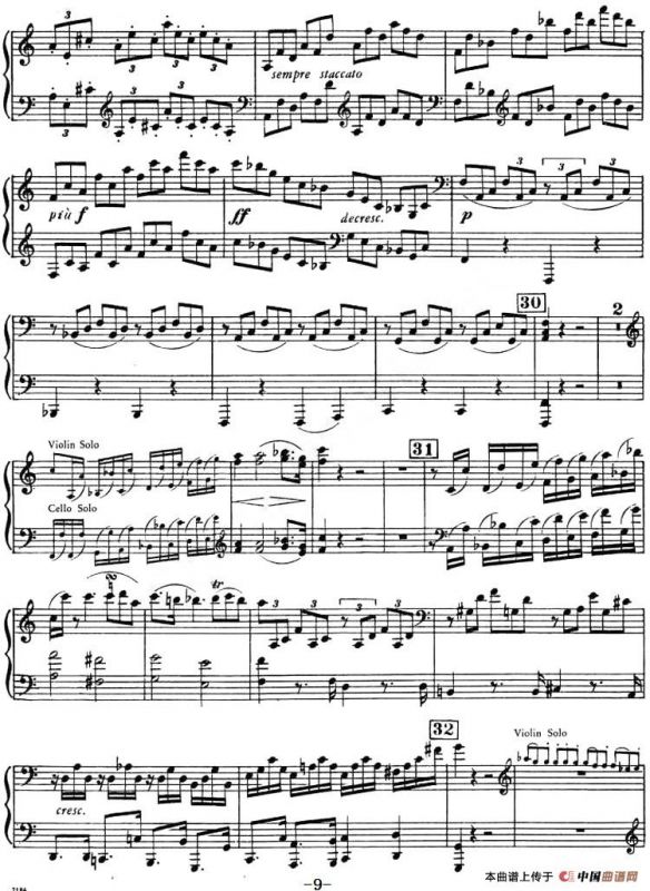C大调小提琴协奏曲 Op.56（钢琴独奏）