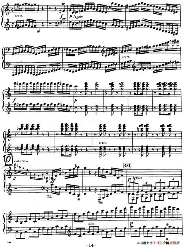 C大调小提琴协奏曲 Op.56（钢琴独奏）