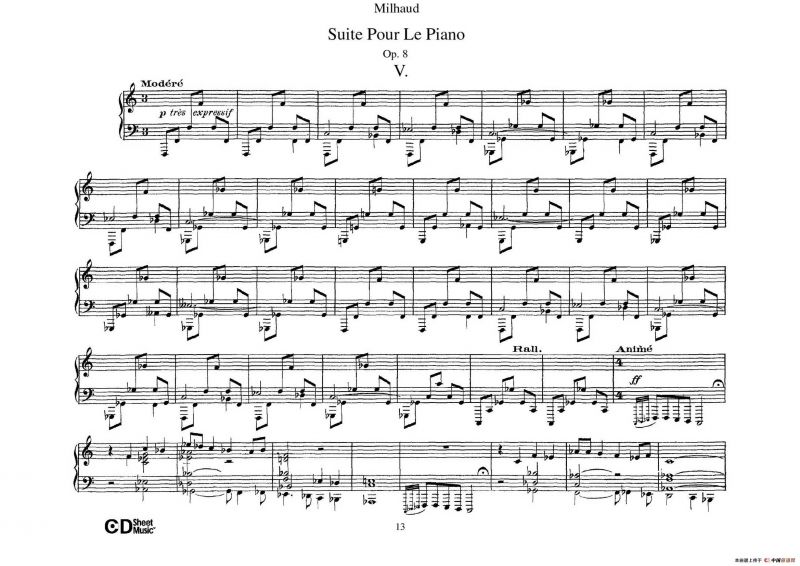 Suite Pour Le Piano Op.8（钢琴组曲·Ⅴ）