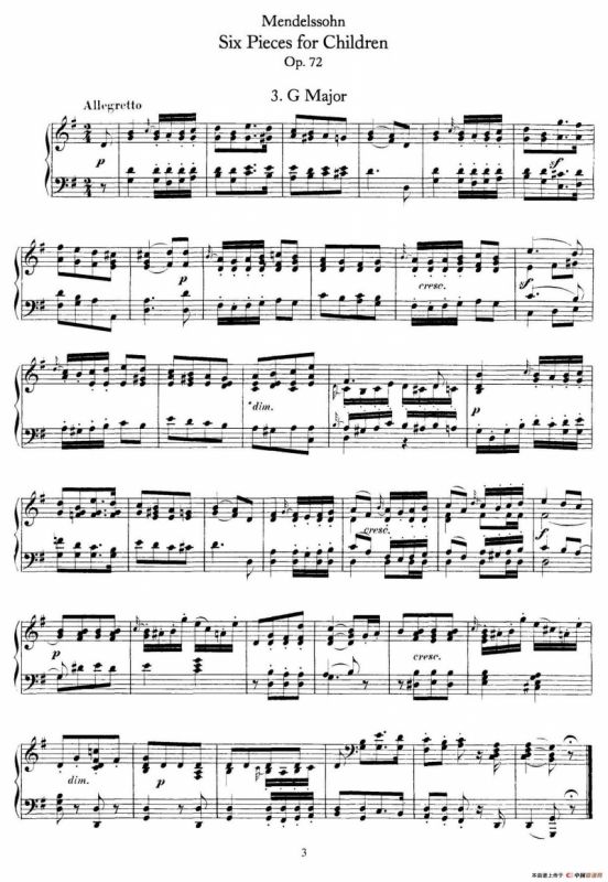 6 Pieces for Children Op.72（6首儿童钢琴曲3.G大调）
