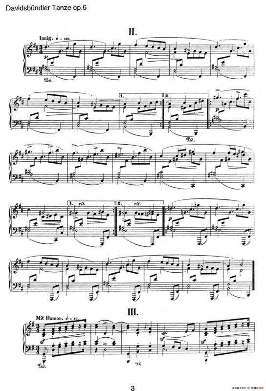 Davidsbundler Tanze Op.6（大卫同盟舞曲）