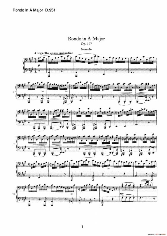 Grand Rondeau in A Major Op.107（A大调回旋曲·四手联弹）