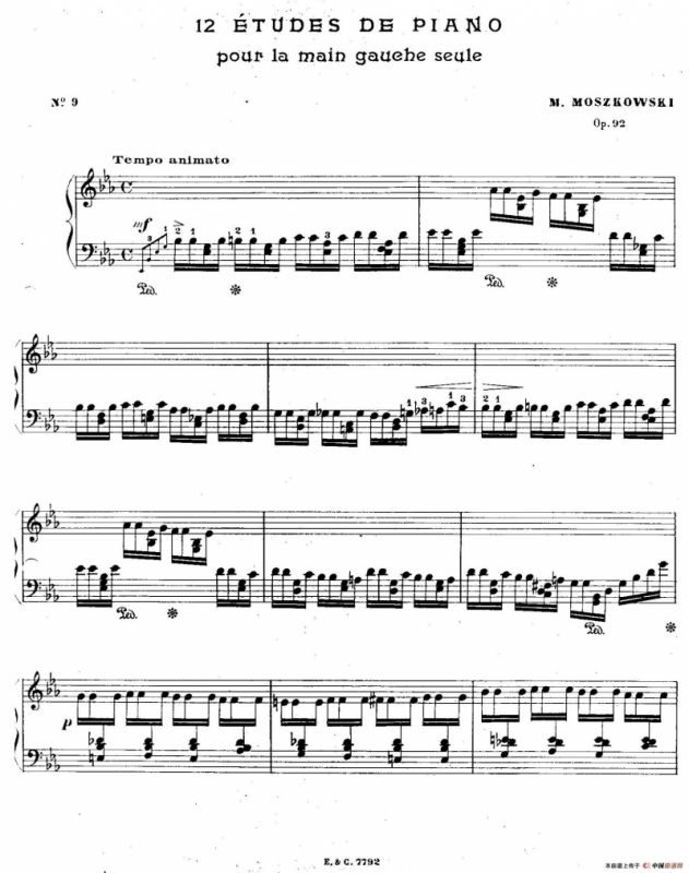 12 Etudes For The Left Hand Op.92 No.9（12首为左手而作的钢琴练习曲）