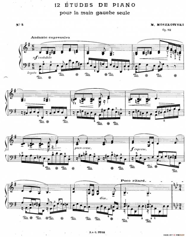 12 Etudes For The Left Hand Op.92 No.5（12首为左手而作的钢琴练习曲）