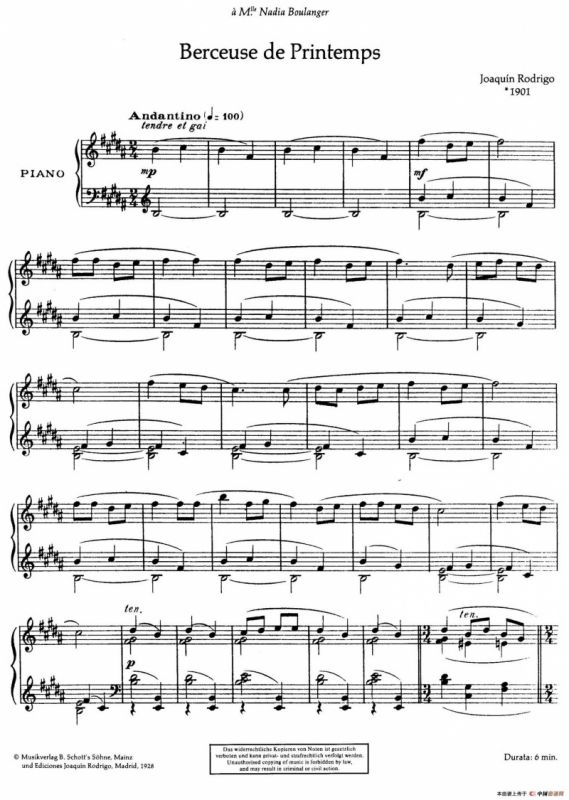 Rodrigo - Deux Berceuses（罗德里戈2首摇篮曲·1）