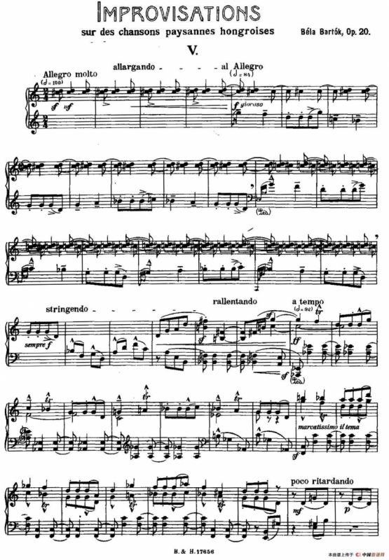 8 Improvisations Op.20（8首匈牙利民歌即兴曲·Ⅴ）