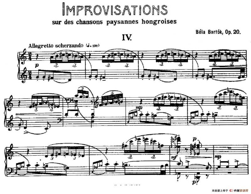 8 Improvisations Op.20（8首匈牙利民歌即兴曲·Ⅳ）