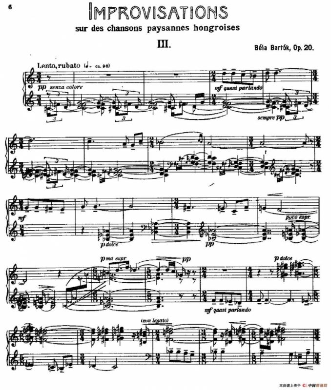 8 Improvisations Op.20（8首匈牙利民歌即兴曲·Ⅲ）