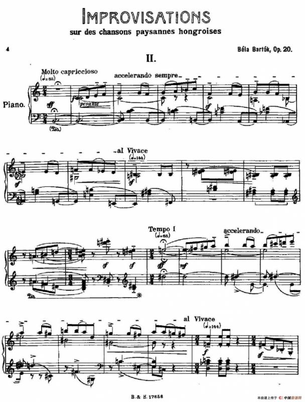 8 Improvisations Op.20（8首匈牙利民歌即兴曲·Ⅱ）