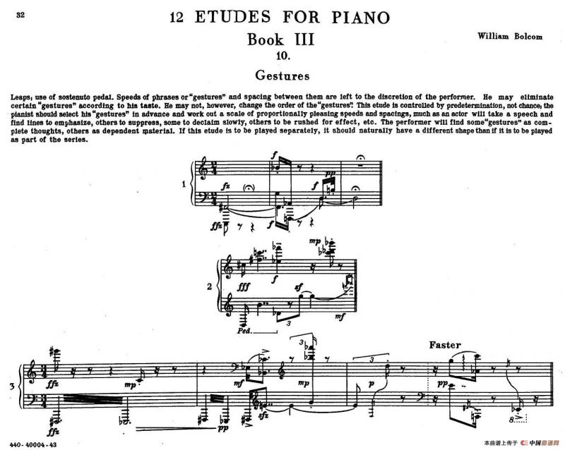 12 Etudes for Piano（博尔科姆12首钢琴练习曲·10）