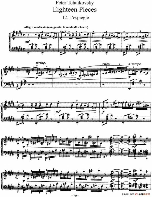 柴可夫斯基18首钢琴小品Op.72（12.Lespiegle）