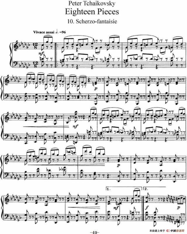 柴可夫斯基18首钢琴小品Op.72（10.Scherzo-fantaisie）