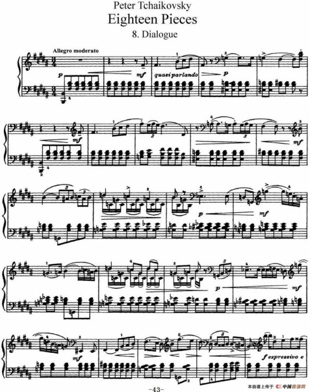 柴可夫斯基18首钢琴小品Op.72（8.Dialogue）