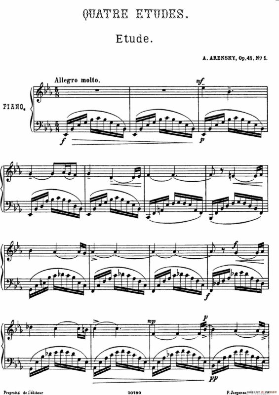 Quatre Etudes Op.41 Op.1（4首练习曲·1）