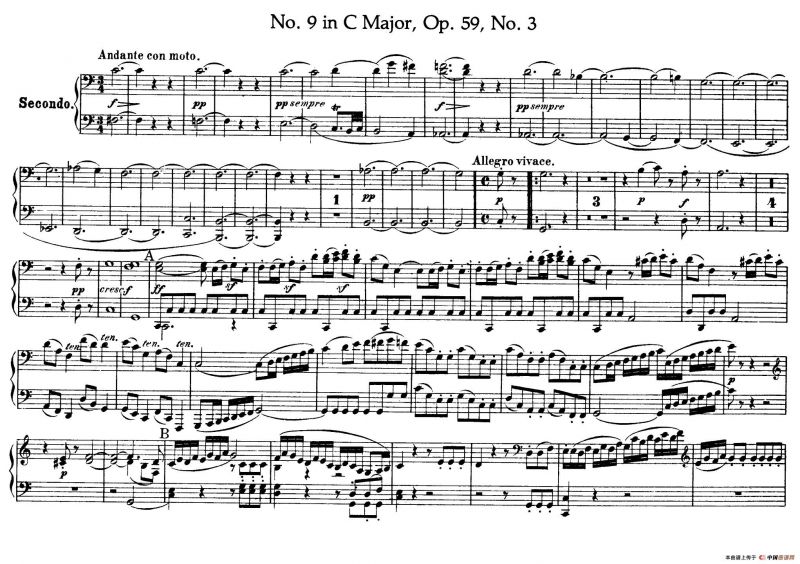 String Quartet No.9 in C Major Op.59-3 - 4 Hands（C大调第九弦乐四重奏·四手联弹）