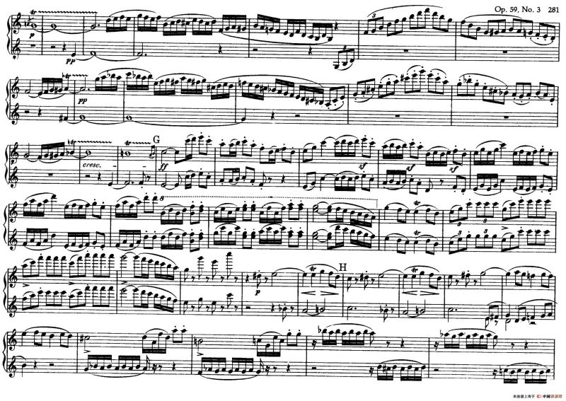 String Quartet No.9 in C Major Op.59-3 - 4 Hands（C大调第九弦乐四重奏·四手联弹）