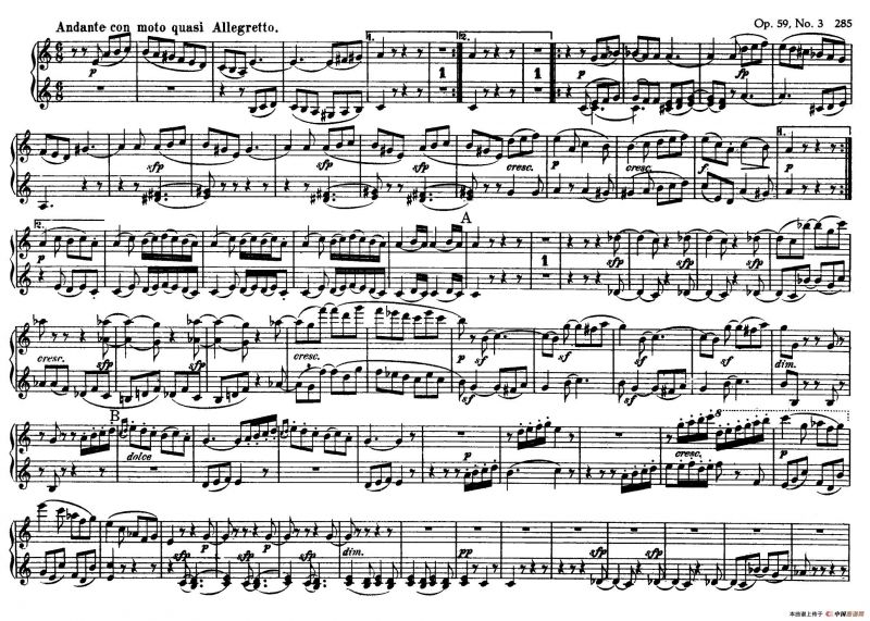 String Quartet No.9 in C Major Op.59-3 - 4 Hands（C大调第九弦乐四重奏·四手联弹）