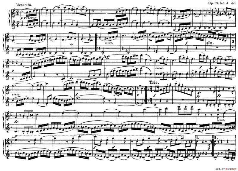 String Quartet No.9 in C Major Op.59-3 - 4 Hands（C大调第九弦乐四重奏·四手联弹）