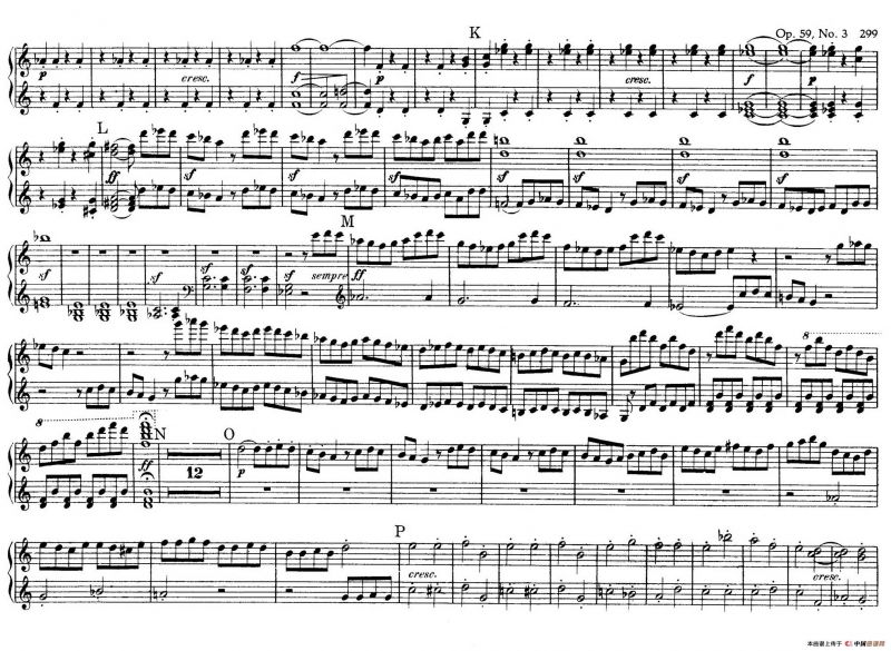 String Quartet No.9 in C Major Op.59-3 - 4 Hands（C大调第九弦乐四重奏·四手联弹）