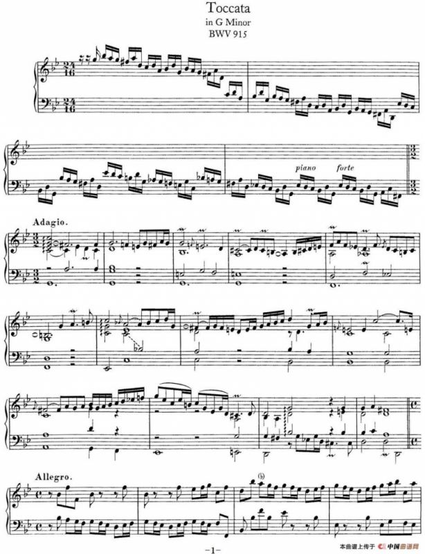 Toccata BWV 915（7首托卡塔·No.6 g小调）