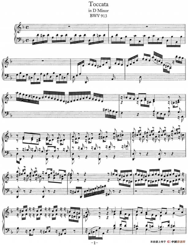 Toccata Minor BWV 913（7首托卡塔·No.4 d小调）