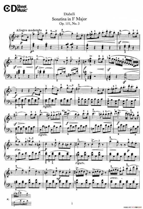 4 Piano Sonatinas（4首钢琴小奏鸣曲）（Op.151 No.3）