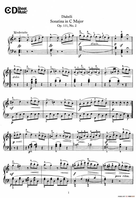 4 Piano Sonatinas（4首钢琴小奏鸣曲）（Op.151 No.2）