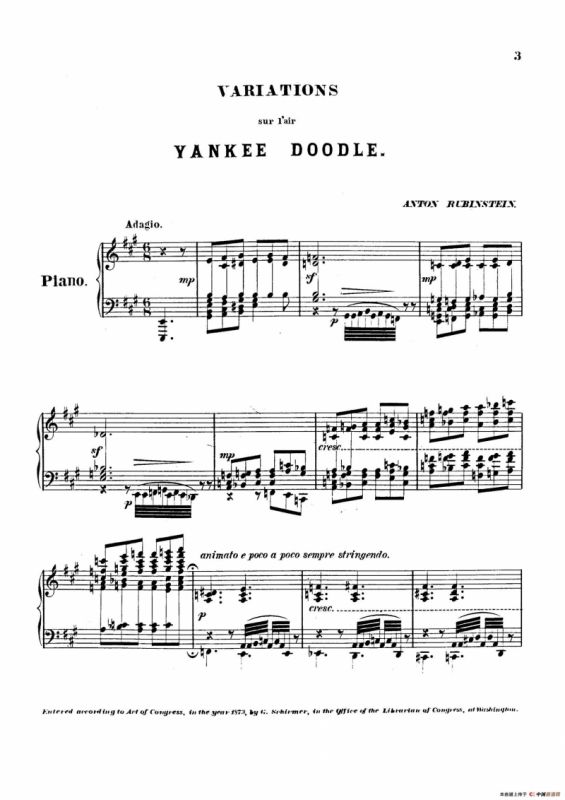 Variations on Yankee Doodle from Miscellenies Op.93（扬基嘟得主题变奏曲）