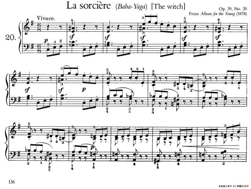 Album for the Young Op.39（儿童钢琴曲集）（20. 女巫巴巴 The Witch: Baba - Yaga）