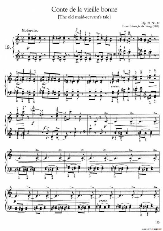 Album for the Young Op.39（儿童钢琴曲集）（19. 老保姆的故事 The Old Nurses Tale）