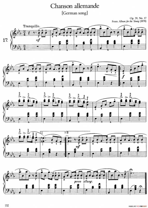 Album for the Young Op.39（儿童钢琴曲集）（17. 德国歌曲 German Song (Lanler)）