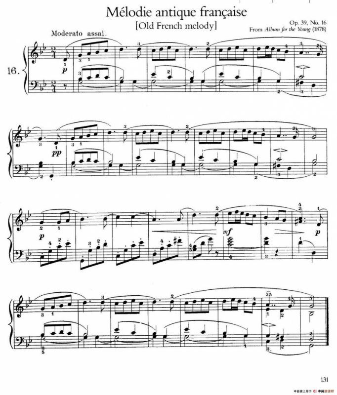 Album for the Young Op.39（儿童钢琴曲集）（16. 古老的法国旋律 Old French Melody）