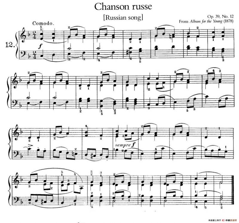 Album for the Young Op.39（儿童钢琴曲集）（12. 俄罗斯民歌 Russian Song）