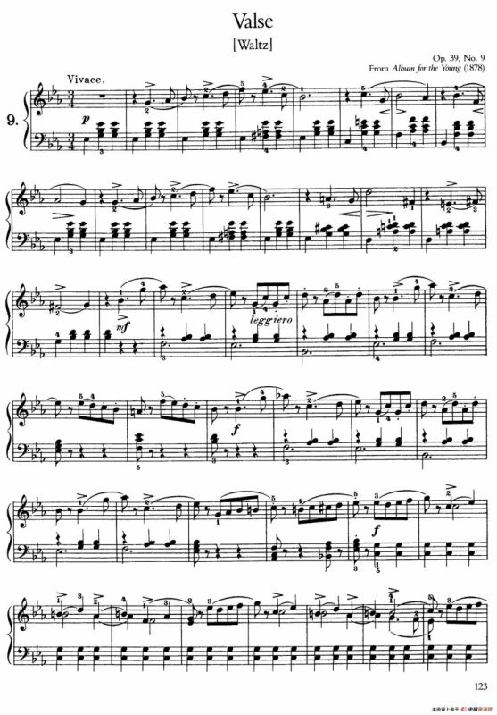 Album for the Young Op.39（儿童钢琴曲集）（9. 圆舞曲 Waltz）