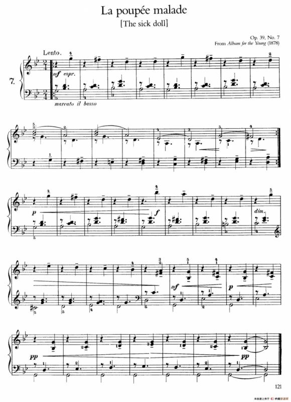 Album for the Young Op.39（儿童钢琴曲集）（7. 生病洋娃娃 The Sick Doll）