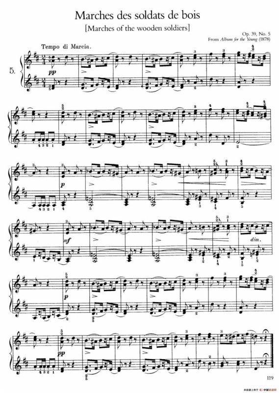 Album for the Young Op.39（儿童钢琴曲集）（5. 木偶士兵进行曲 March Of The Wooden Soldiers）