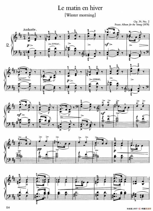 Album for the Young Op.39（儿童钢琴曲集）（2. 一个冬天的清晨 A Winter Morning）