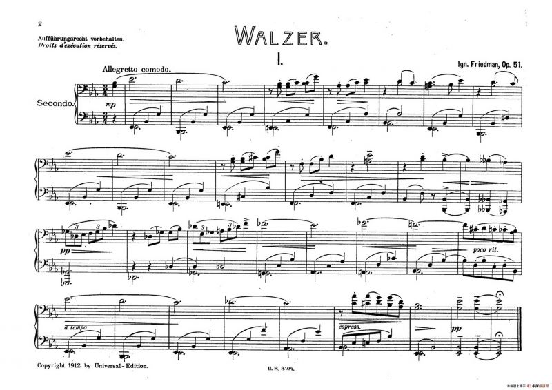 5 Waltzes Op.51-4 Hands（5首圆舞曲-四手联弹）