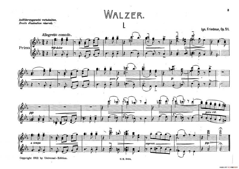 5 Waltzes Op.51-4 Hands（5首圆舞曲-四手联弹）