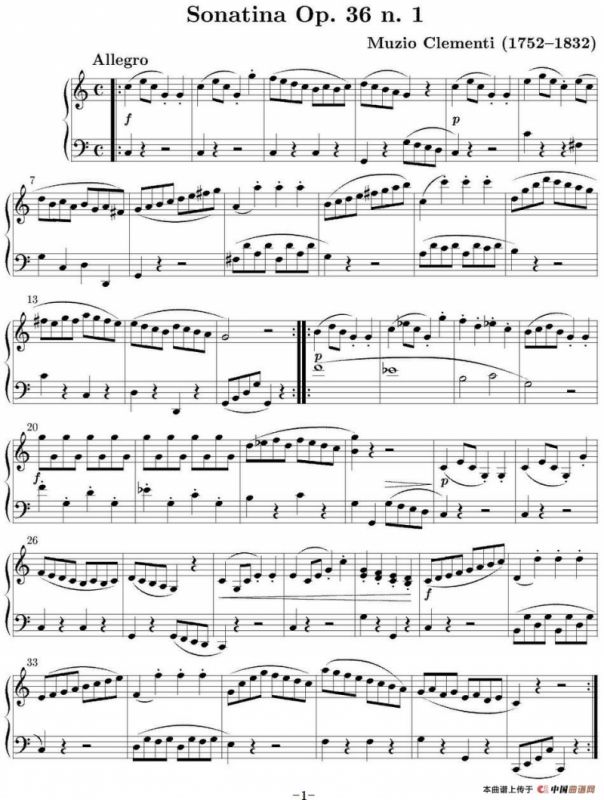 6 Sonatinas Op.36（6首钢琴小奏鸣曲-1）