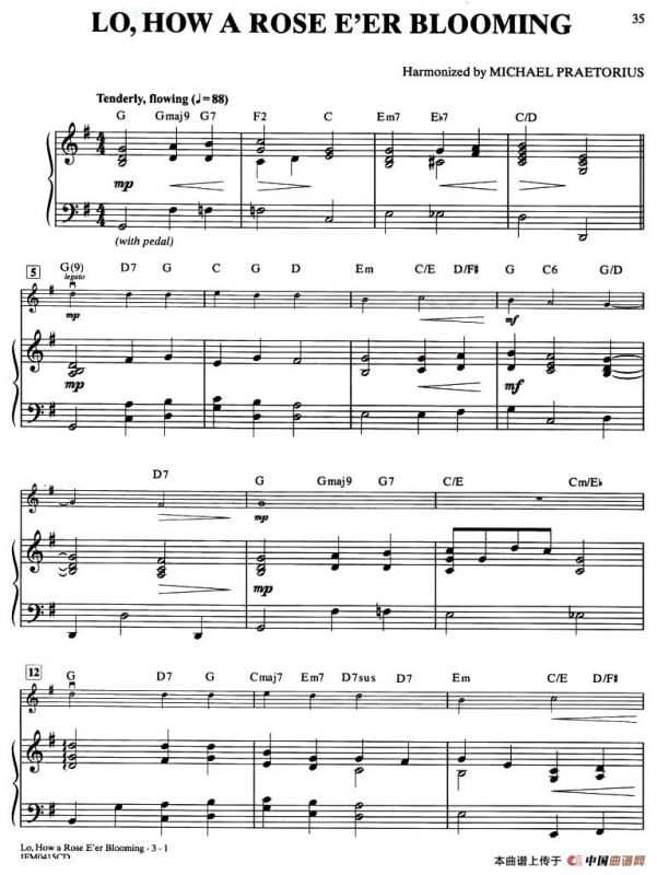 LO,HOW A ROSE EER BLOOMING（钢琴伴奏）