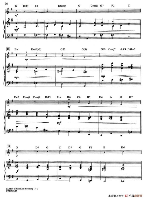 LO,HOW A ROSE EER BLOOMING（钢琴伴奏）