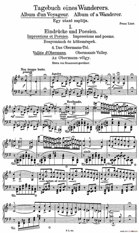 Album dun Voyageur S.156（旅行者札记·第一册）（印象与诗篇·4. 日内瓦的钟声 Les cloches de G*****）