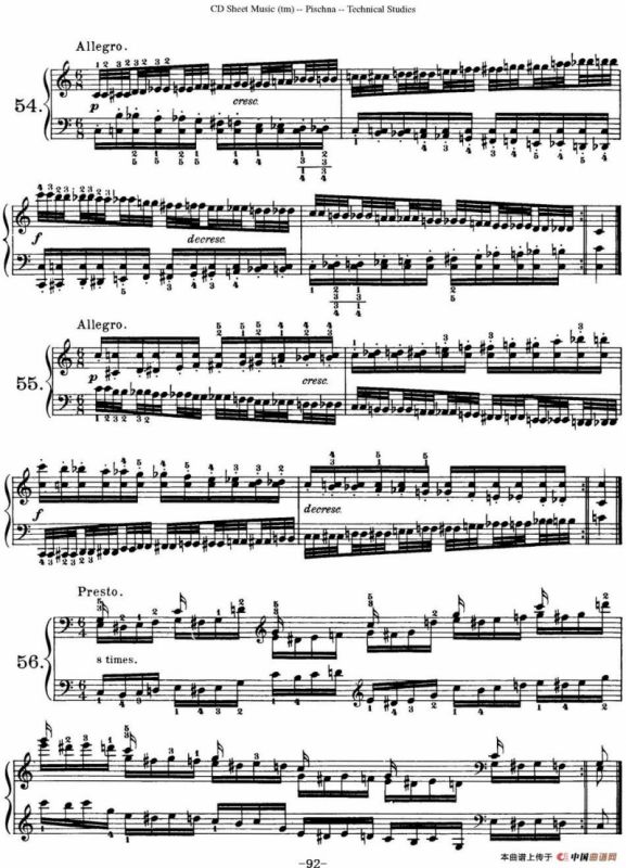 Technical Studies 60 Progressive Exercises （60首钢琴循序渐进练习曲 P91——99）