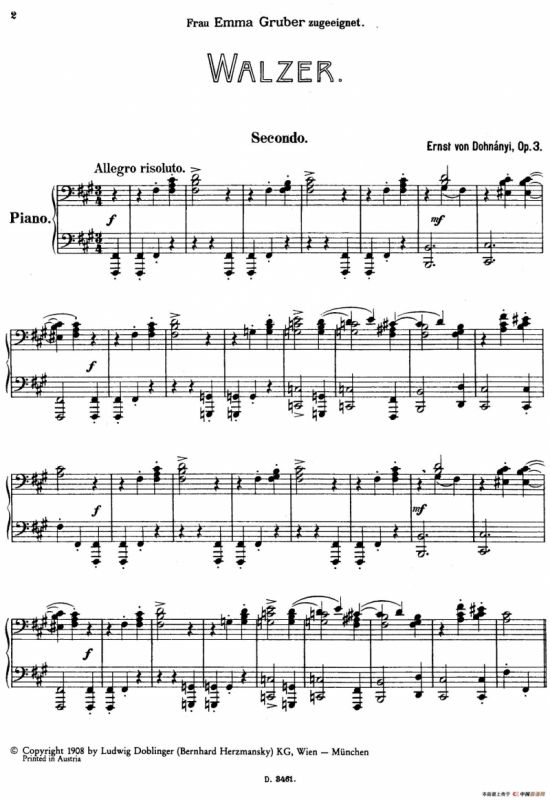 Walzer Op.3 - 4 hands（圆舞曲·四手联弹）