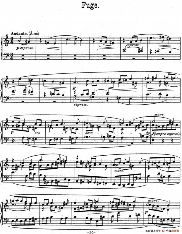 6 Preludes and Fugues Op.99（6首前奏曲与赋格·3）