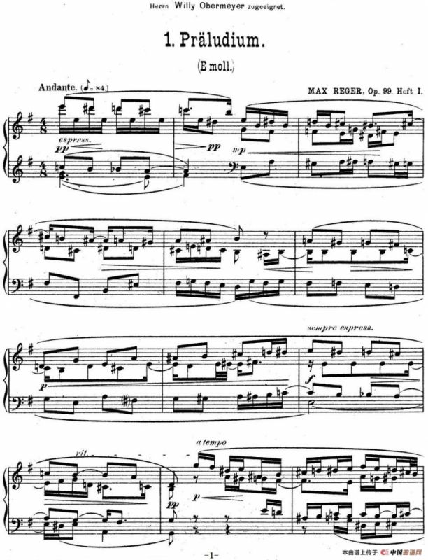 6 Preludes and Fugues Op.99（6首前奏曲与赋格·1）