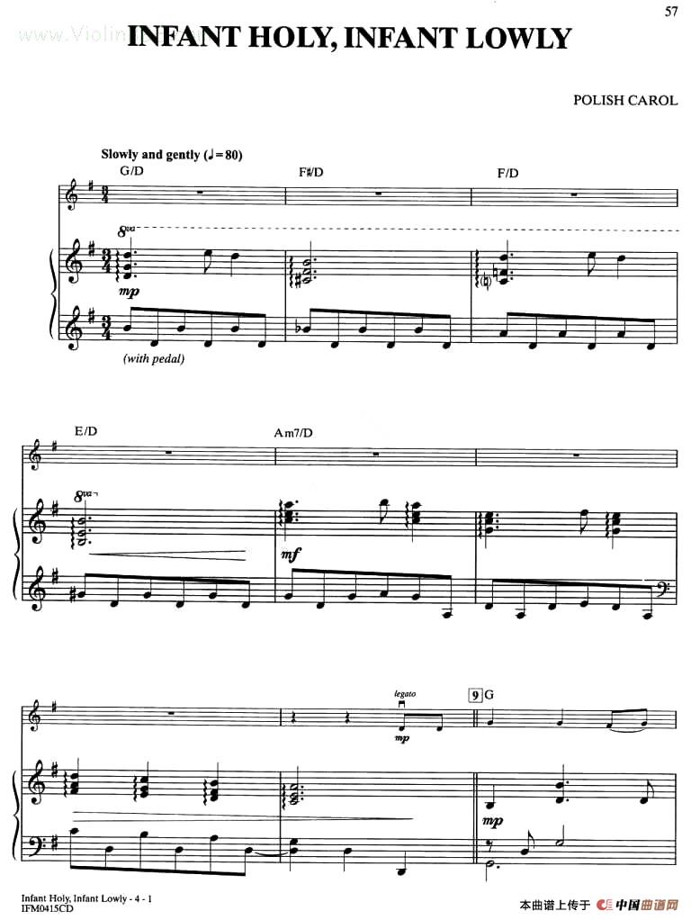 INFANT HOLY, INFANT LOWLY（钢琴伴奏谱）