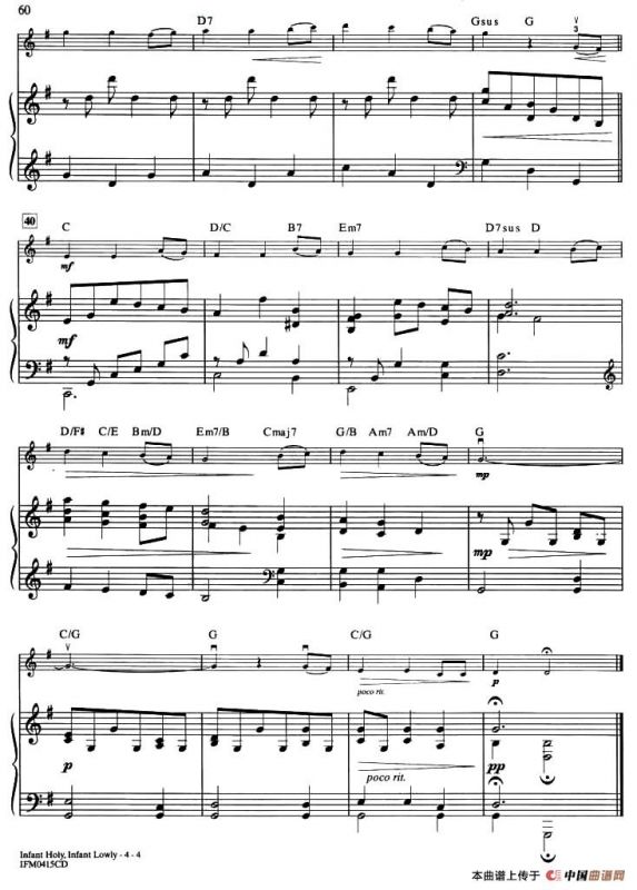INFANT HOLY, INFANT LOWLY（钢琴伴奏谱）