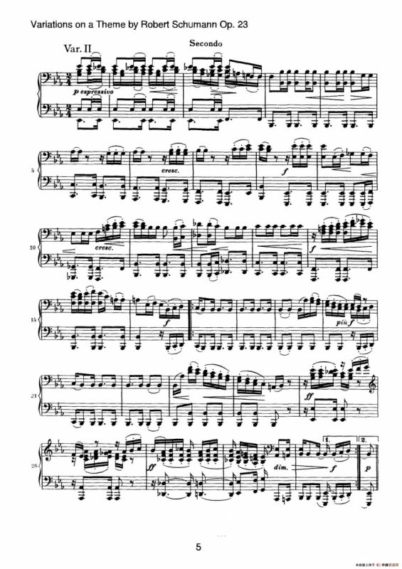 Variations on a Theme by Robert Schumann Op.23（舒曼主题变奏曲）（四手联弹）